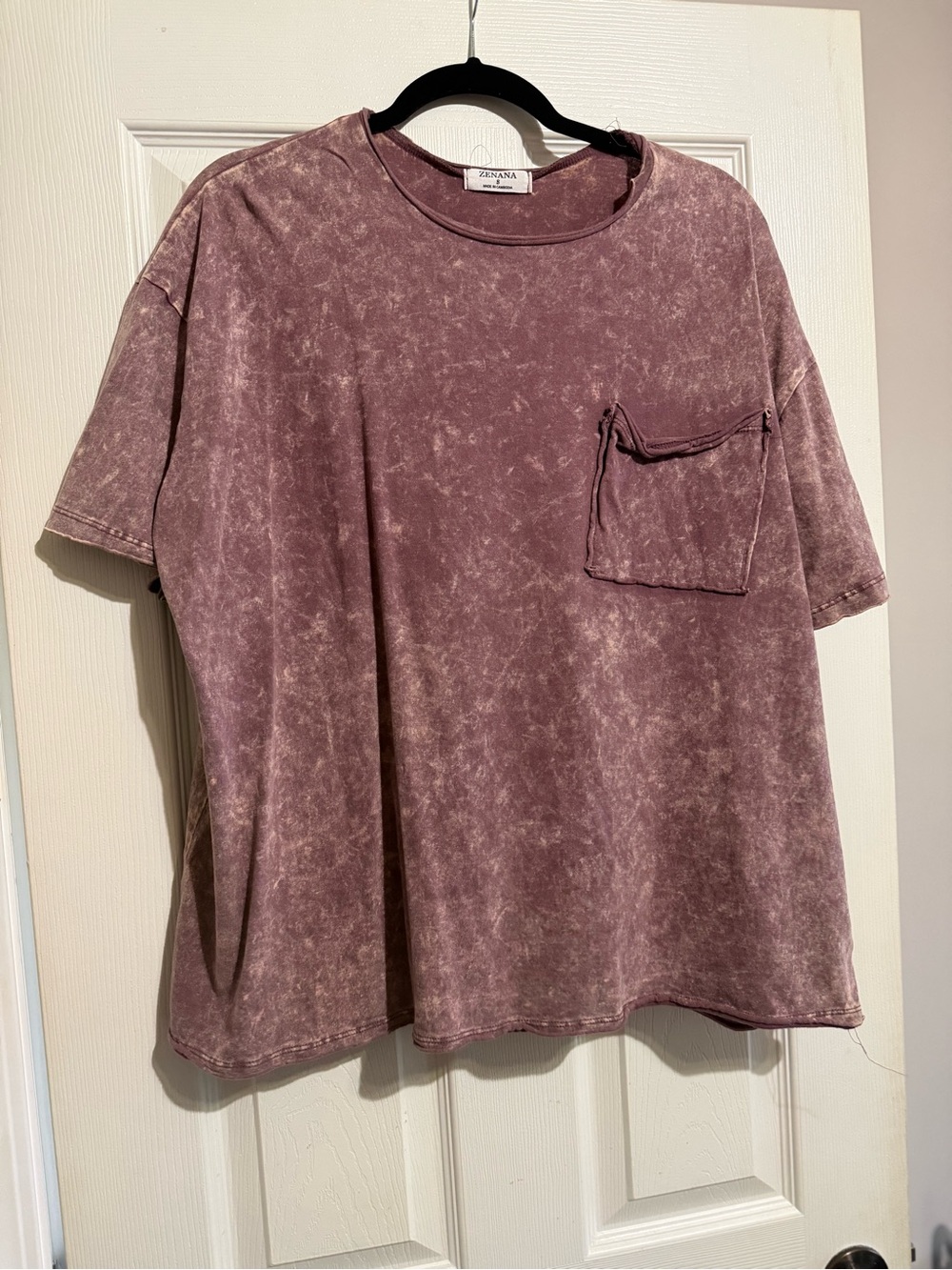 Zenana Outfitters Short-Sleeve Pocket Tee in Mauve Wash